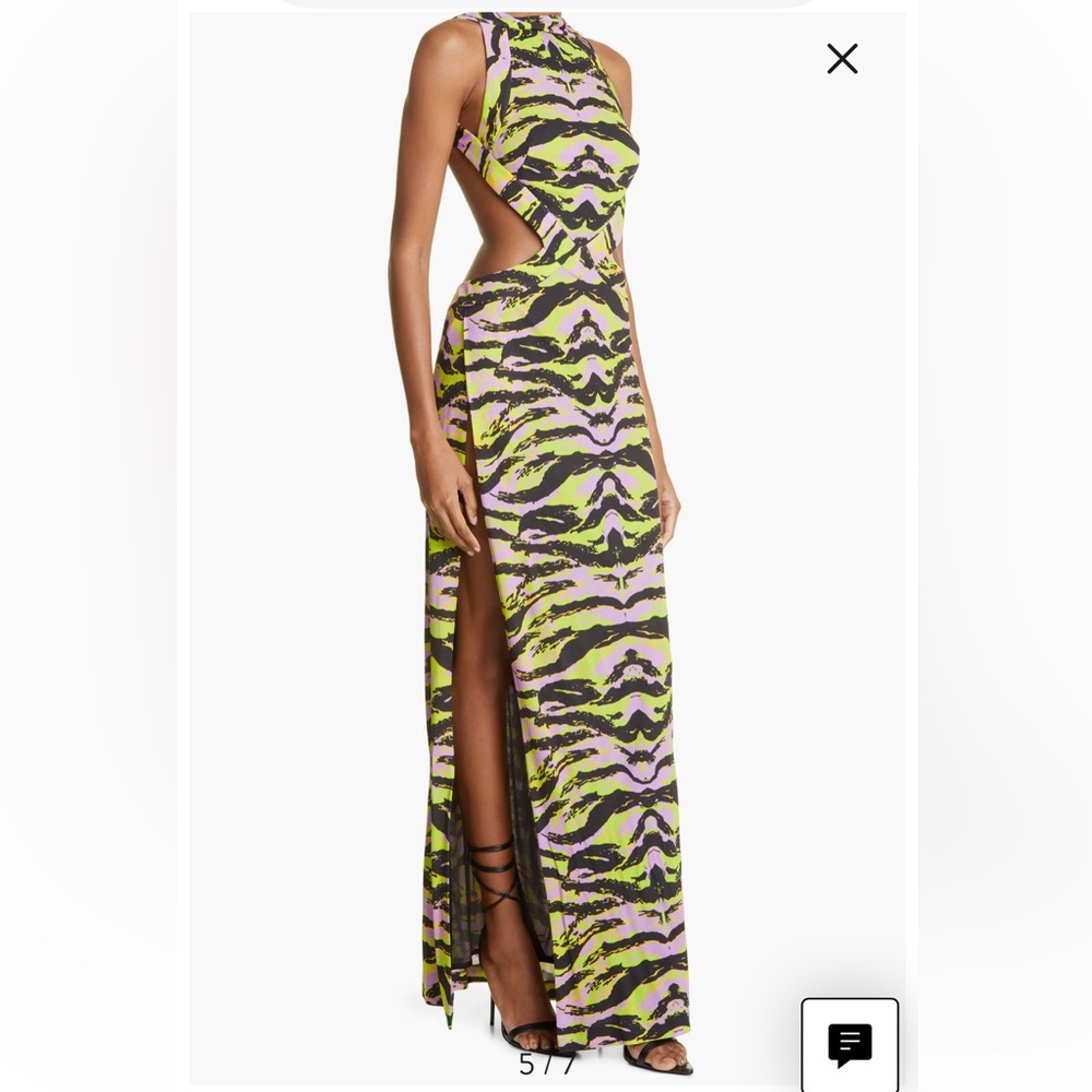 DUNDAS Zenith Camo Print Side Cutout Gown